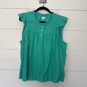 J. Crew Women’s 2X Blue Green Blouse Top Plus Size